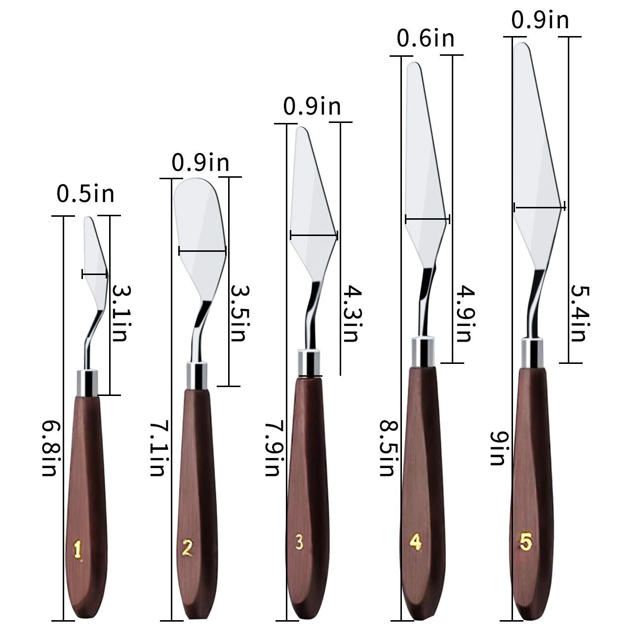 5 Pieces Set Stainless Steel Frosting Baking Pastry Tool Mixing Set Cake Icing Oil Painting Decorating Cream Toner Tool